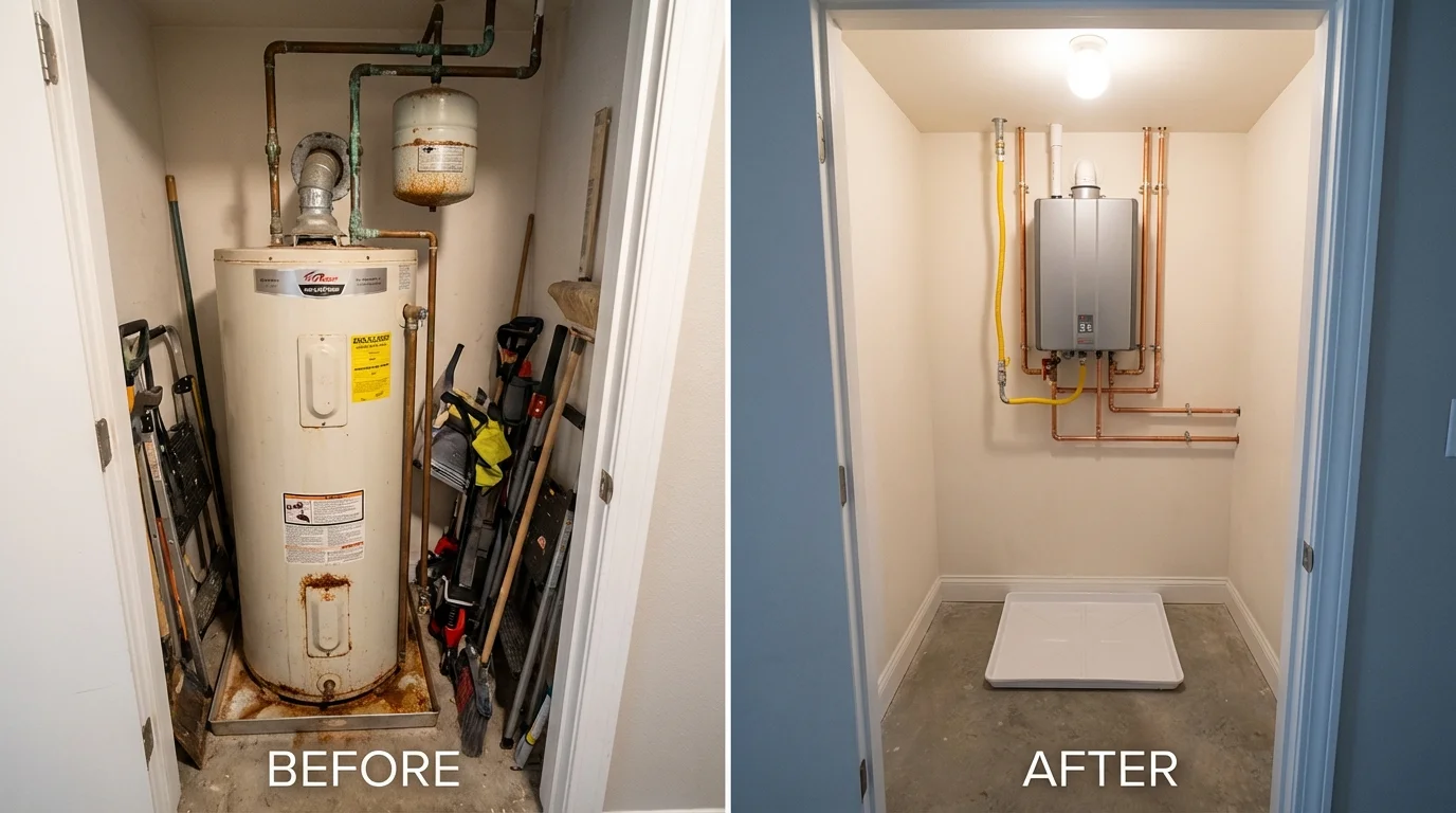 Tank water heater versus wall-mounted tankless unit comparison for Clay, WV homeowners