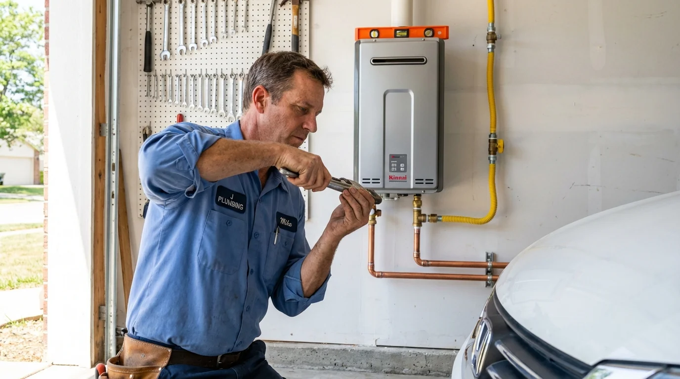 Tankless water heater installation by a Johns Plumbing LLC plumber in Clay